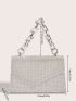 Small Flap Square Bag Rhinestone Decor Chain Handle