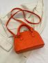 Small Dome Bag Quilted Pattern With Coin Purse Neon Orange Funky