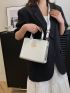 Crocodile Embossed Square Bag Small Black