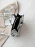 Crocodile Embossed Square Bag Small Black