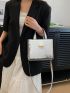 Crocodile Embossed Square Bag Small Black