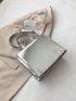 Crocodile Embossed Square Bag Small Black