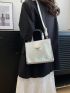 Crocodile Embossed Square Bag Small Black