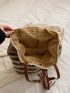 Striped Pattern Straw Bag Tassel Decor Vacation