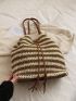 Striped Pattern Straw Bag Tassel Decor Vacation