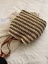 Striped Pattern Straw Bag Tassel Decor Vacation