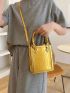 Mini Embossed Detail Square Bag Metallic Funky PU