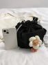 Mini Bucket Bag Flower Decor Canvas