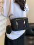 Stitch Detail Square Bag Zipper Front Decor With Coin Purse For Daily