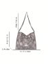 Large Hobo Bag Plaid Pattern Chain Strap For Work