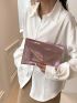 Crocodile Embossed Envelope Bag Metal Decor Metallic Funky