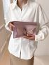 Crocodile Embossed Envelope Bag Metal Decor Metallic Funky