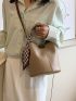 Mini Bucket Bag Stitch Detail Twilly Scarf Decor Top Handle For Work