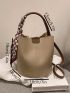 Mini Bucket Bag Stitch Detail Twilly Scarf Decor Top Handle For Work