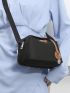 Small Crossbody Bag Black Lightweight Polyester Zipper