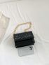 Mini Square Bag Fashionable Quilted Detail Flap Chain PU