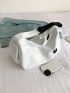 Litchi Embossed Square Bag White Adjustable Strap For Daily