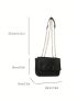 Mini Square Bag Chain Flap PU Black