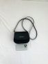 Crocodile Embossed Flap Saddle Bag Black