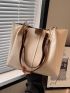 PU Shoulder Tote Bag Zipper Two Tone