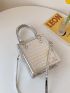 PU Square Bag Crocodile Embossed Zipper