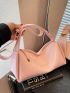 Letter Detail Zipper Hobo Bag Fashion Pink