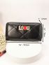Letter Graphic Quilted Pattern Long Wallet Fashion Zipper