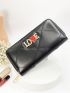 Letter Graphic Quilted Pattern Long Wallet Fashion Zipper