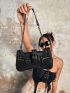 ICON Mini Buckle & Studded Decor Baguette Bag Chain Punk