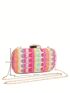Mini Straw Bag Colorblock For Vacation