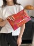 Color Block Envelope Bag Chevron Detail Flap PU Fashionable