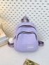 Small Classic Backpack Ruched Detail Letter Patch Decor