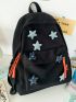 Star Badge Decor Classic Backpack Preppy