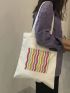 Small Shopper Bag Colorblock Striped Detail