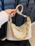Minimalist Hobo Bag Medium Chain Decor