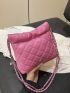 Quilted Hobo Bag Small Flower Decor Pink