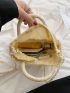 Lace Decor Straw Bag Small Double Handle Vacation