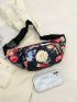 Flower Graphic Fanny Pack Zipper Large Capacity