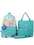 4pcs Bag Set Classic Backpack Letter Patch Square Bag
