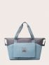 Two Tone Travel Bag Letter Patch Decor Double Handle