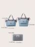 Two Tone Travel Bag Letter Patch Decor Double Handle