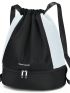 Oversized Drawstring Backpack Two Tone Letter Detail Sports Bag Aesthetic