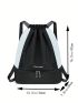 Oversized Drawstring Backpack Two Tone Letter Detail Sports Bag Aesthetic