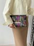 Medium Flap Envelope Bag Colorblock Chevron Pattern For Daily Life