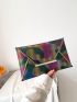 Medium Flap Envelope Bag Colorblock Chevron Pattern For Daily Life