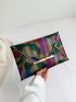 Medium Flap Envelope Bag Colorblock Chevron Pattern For Daily Life