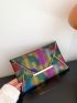 Medium Flap Envelope Bag Colorblock Chevron Pattern For Daily Life
