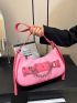 Medium Hobo Bag Two Tone Chain Decor
