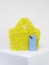 Small Tote Bag Fluffy Double Handle Solid Color