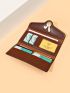 Letter Pattern Long Wallet Colorblock Metal Decor For Daily